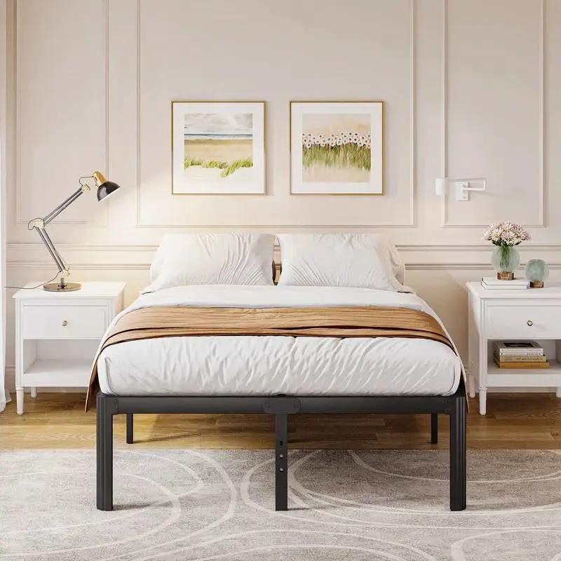 California King size Heavy Duty Metal Bed Frame with Round Edge Legs by HomePacific