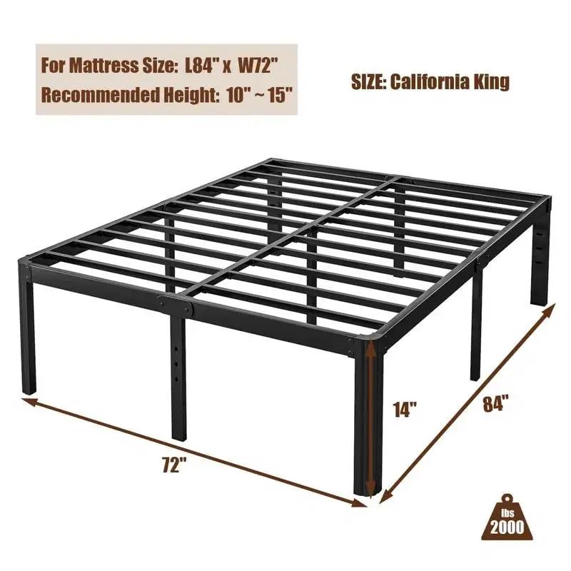 California King size Heavy Duty Metal Bed Frame with Round Edge Legs by HomePacific