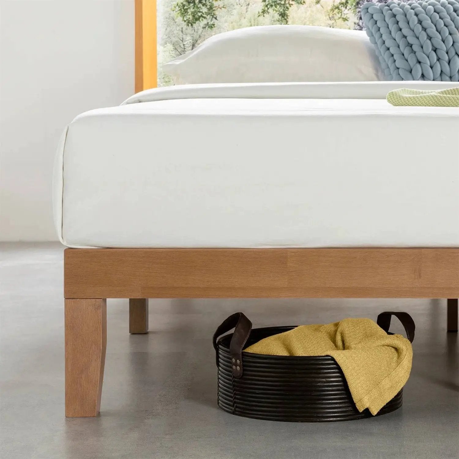 California King size Solid Wood Platform Bed Frame in Natural Wooden Finish by HomePacific