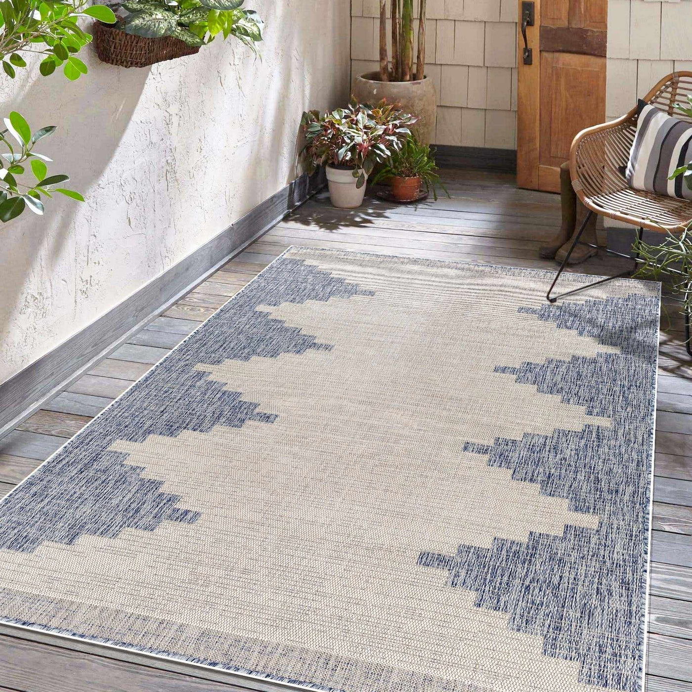 Djugun Blue Outdoor Rug - Clearance by Boutique Rugs