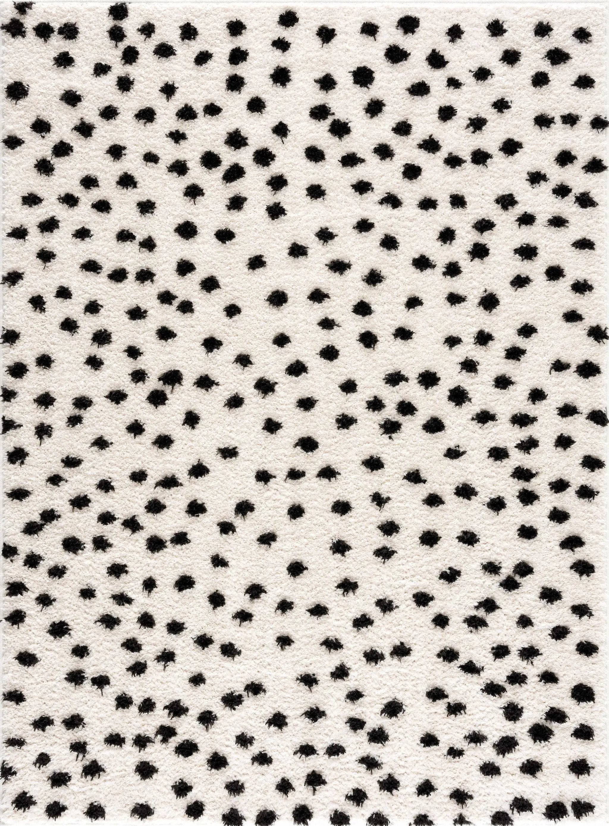 Cansu Black & White Dotted Area Rug by Boutique Rugs