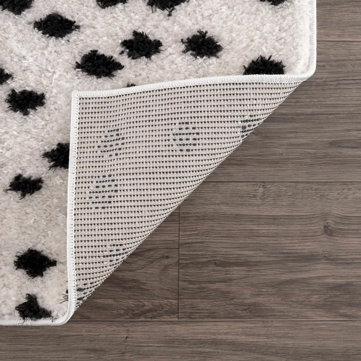 Cansu Black & White Dotted Area Rug by Hauteloom