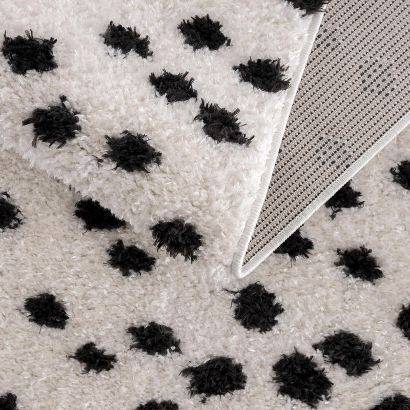 Cansu Black & White Dotted Area Rug by Boutique Rugs