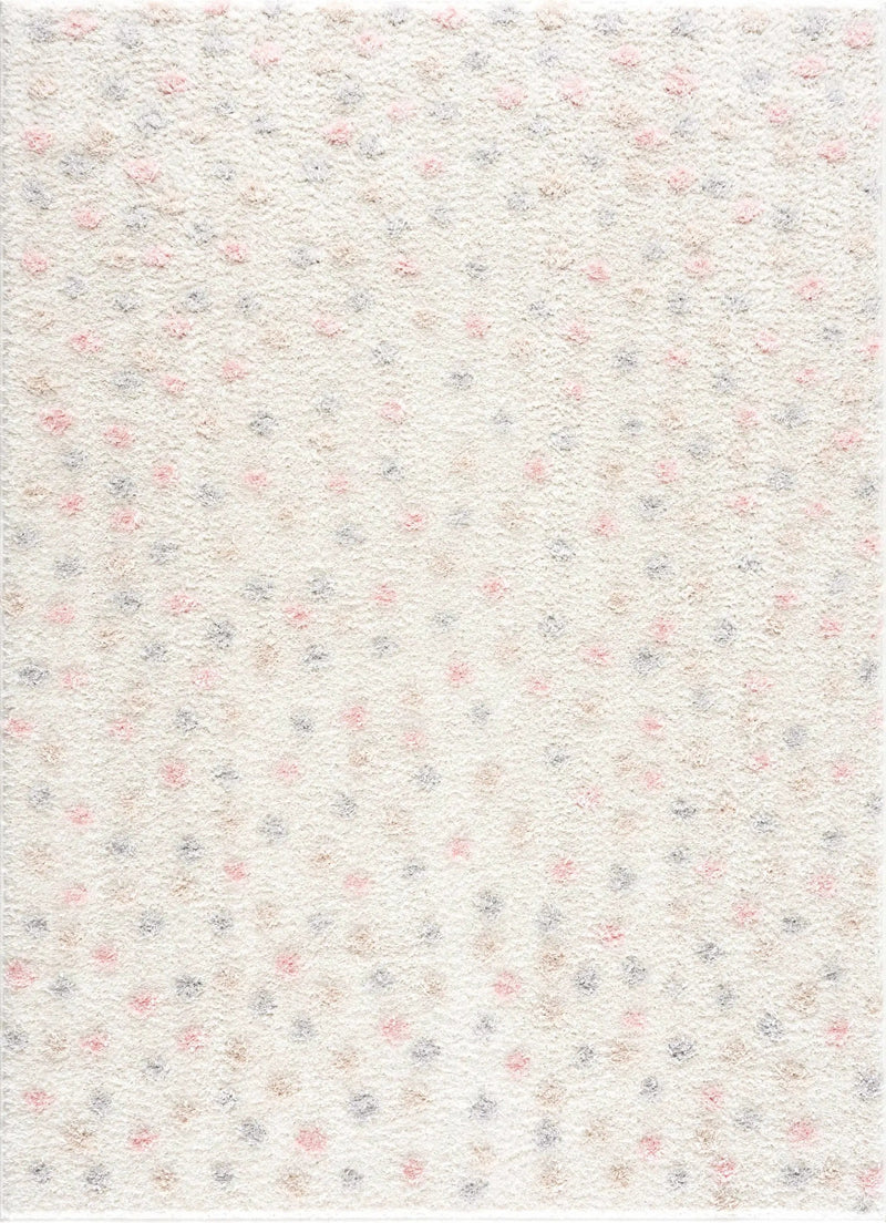Cansu Pink & Cream Dotted Area Rug by Hauteloom