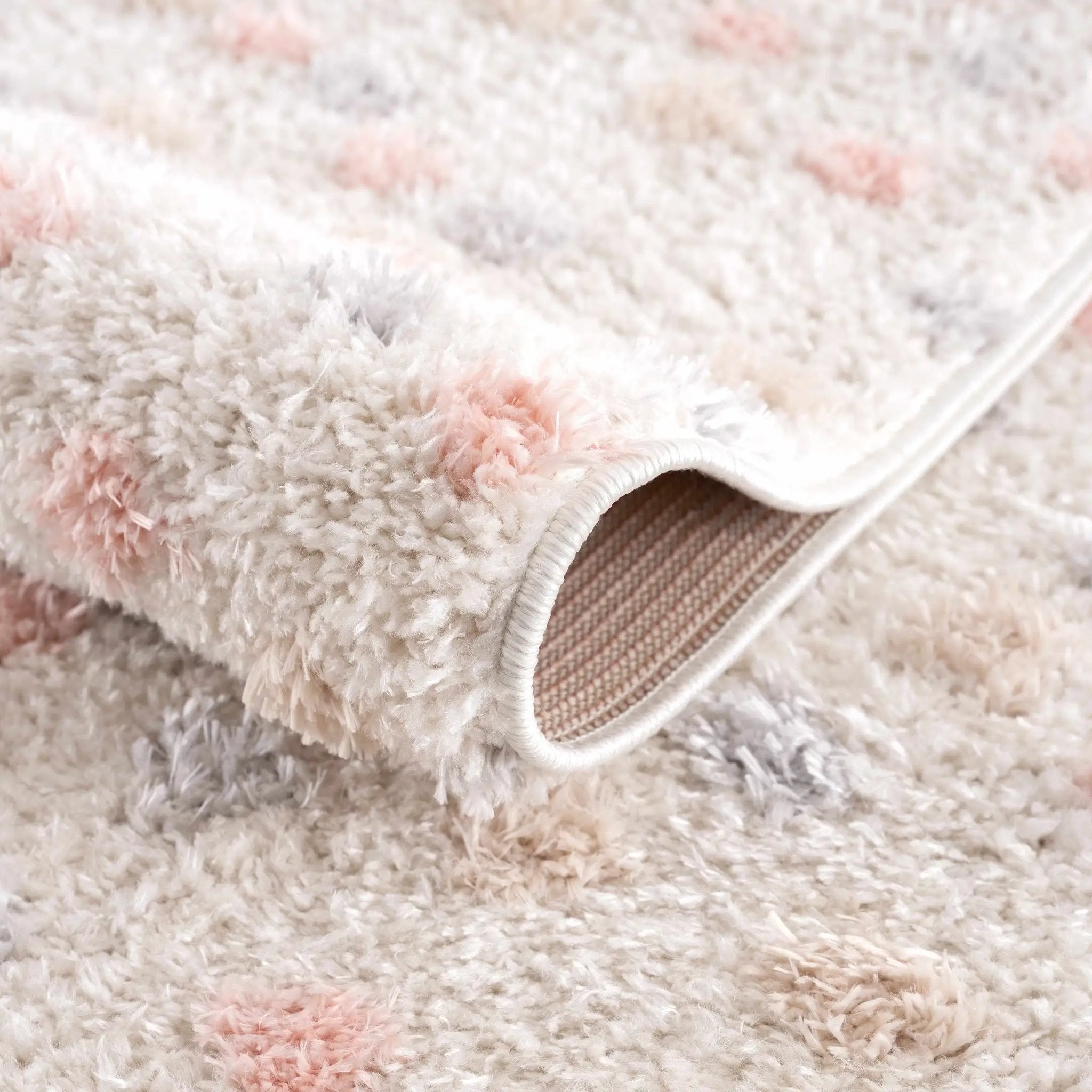 Cansu Pink & Cream Dotted Area Rug by Hauteloom