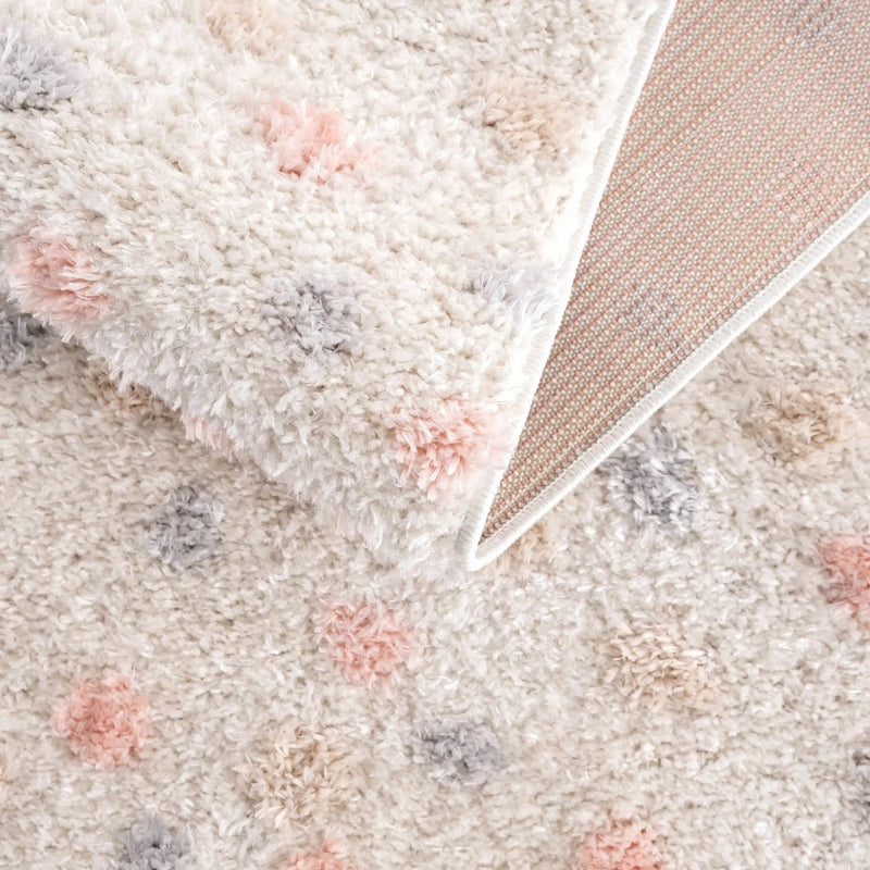 Cansu Pink & Cream Dotted Area Rug by Hauteloom