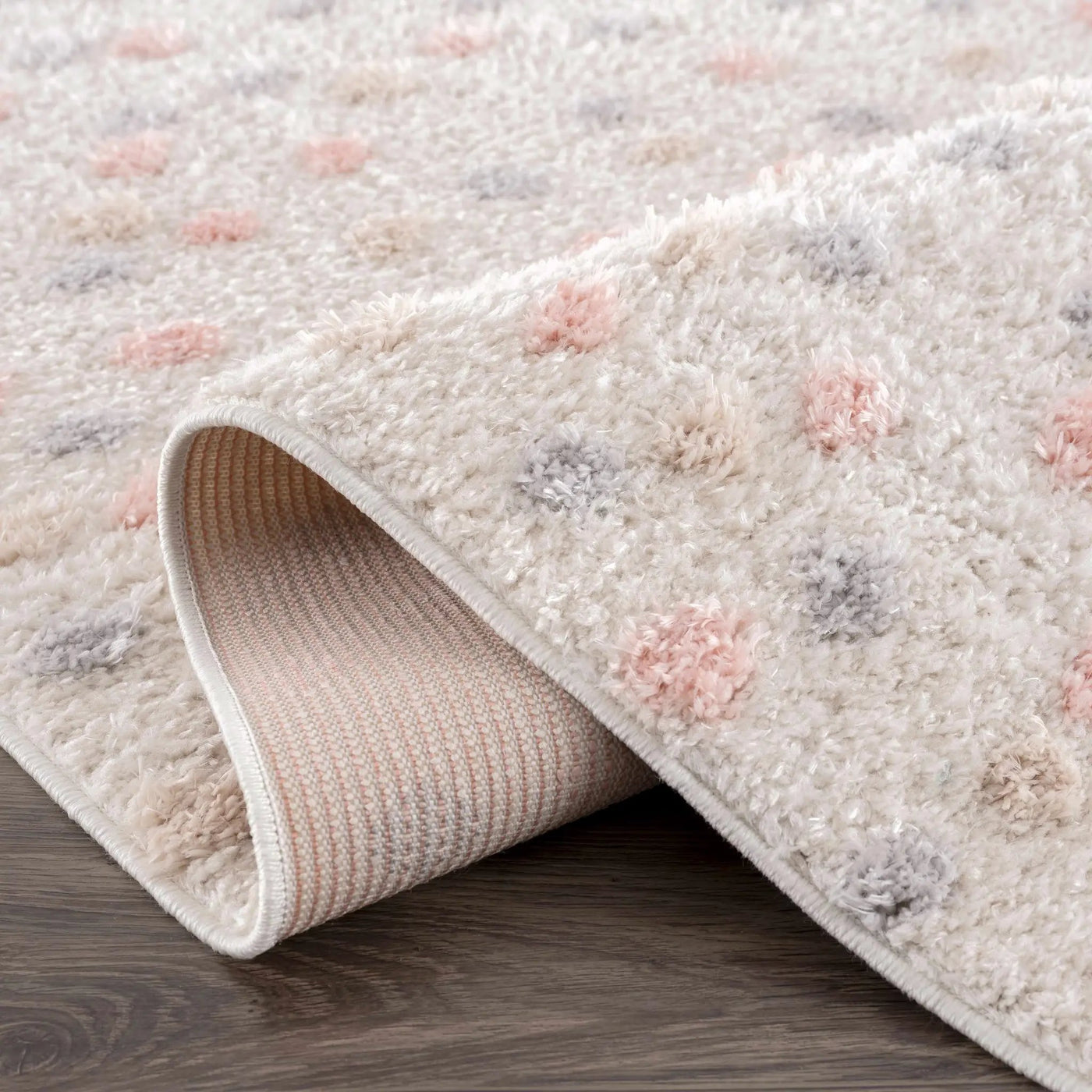 Cansu Pink & Cream Dotted Area Rug by Boutique Rugs