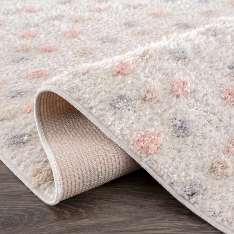 Cansu Pink & Cream Dotted Area Rug by Hauteloom