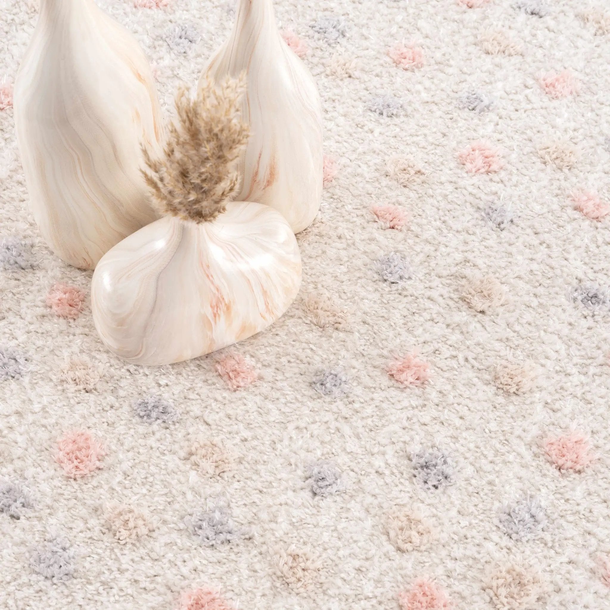 Cansu Pink & Cream Dotted Area Rug by Hauteloom