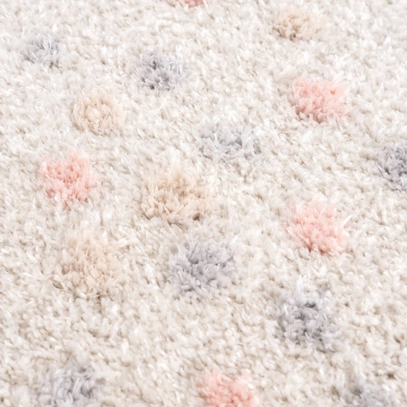 Cansu Pink & Cream Dotted Area Rug by Hauteloom