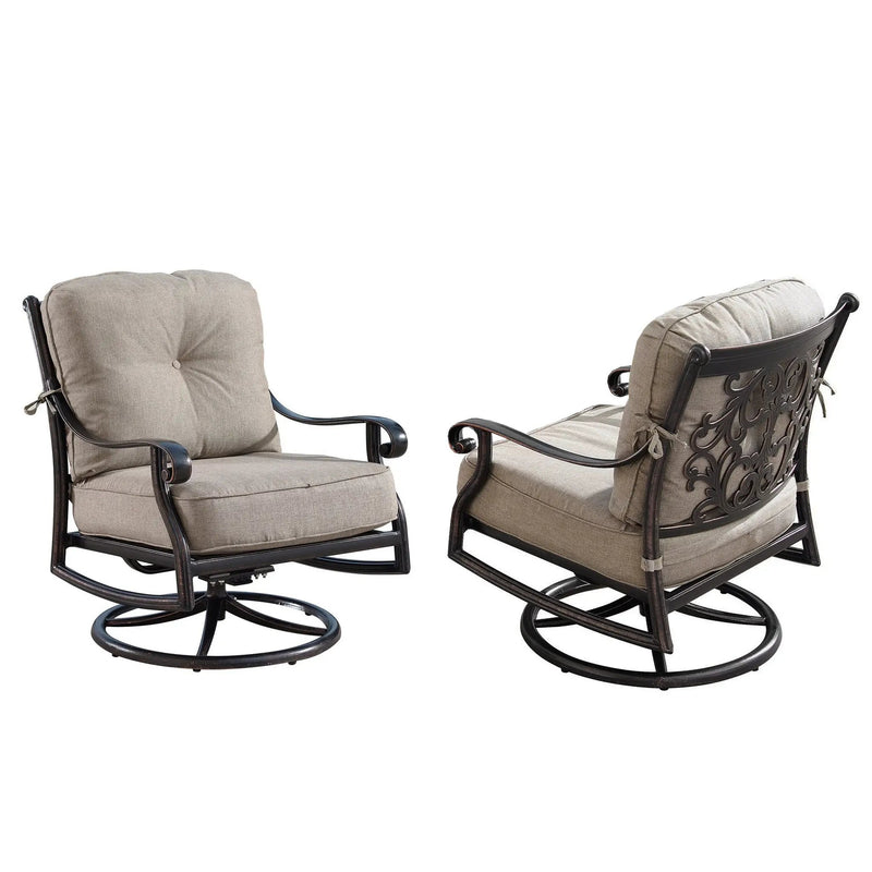 Aluminum 42-in Square Patio Fire Table Set with Swivel Rocking Chairs by Sharicks