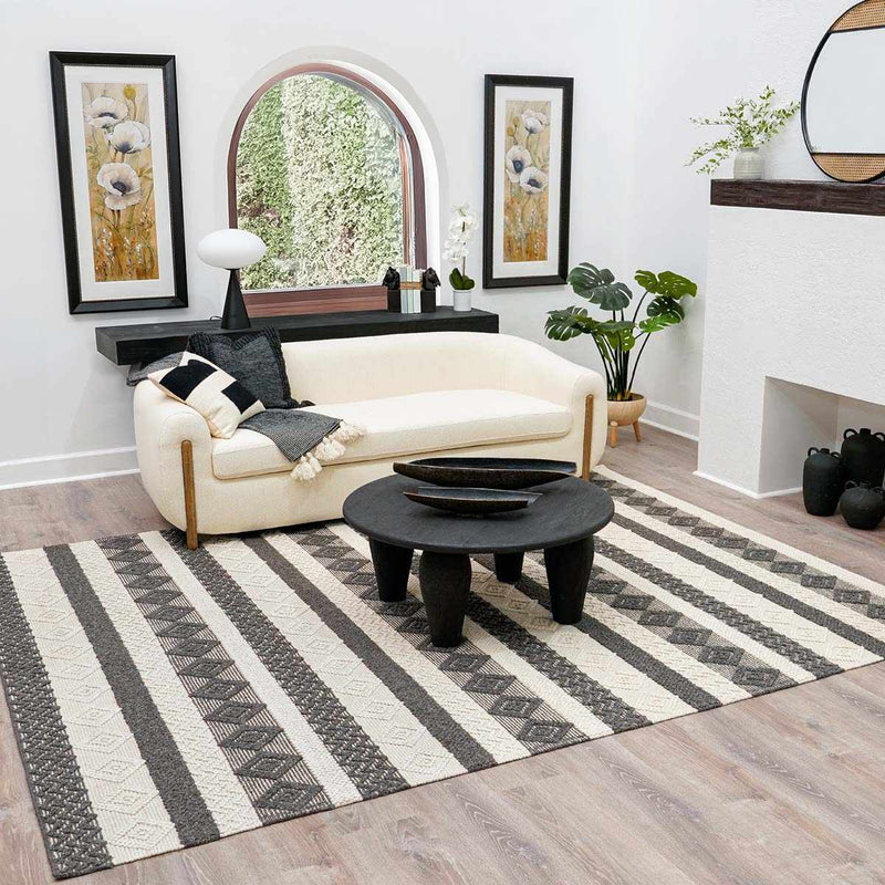 Whittington Black&White Wool Rug - Clearance by Boutique Rugs