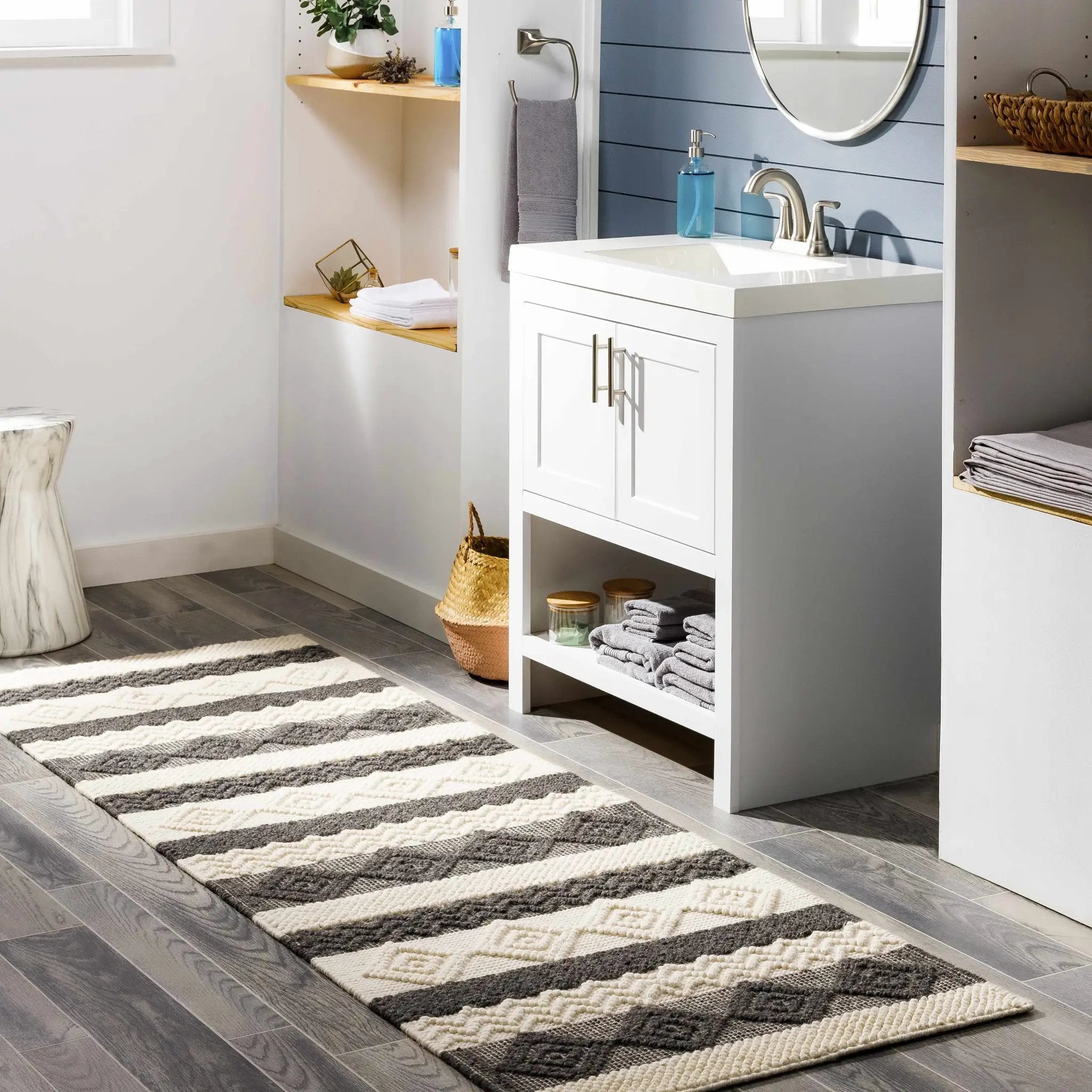 Whittington Black&White Wool Rug - Clearance by Boutique Rugs