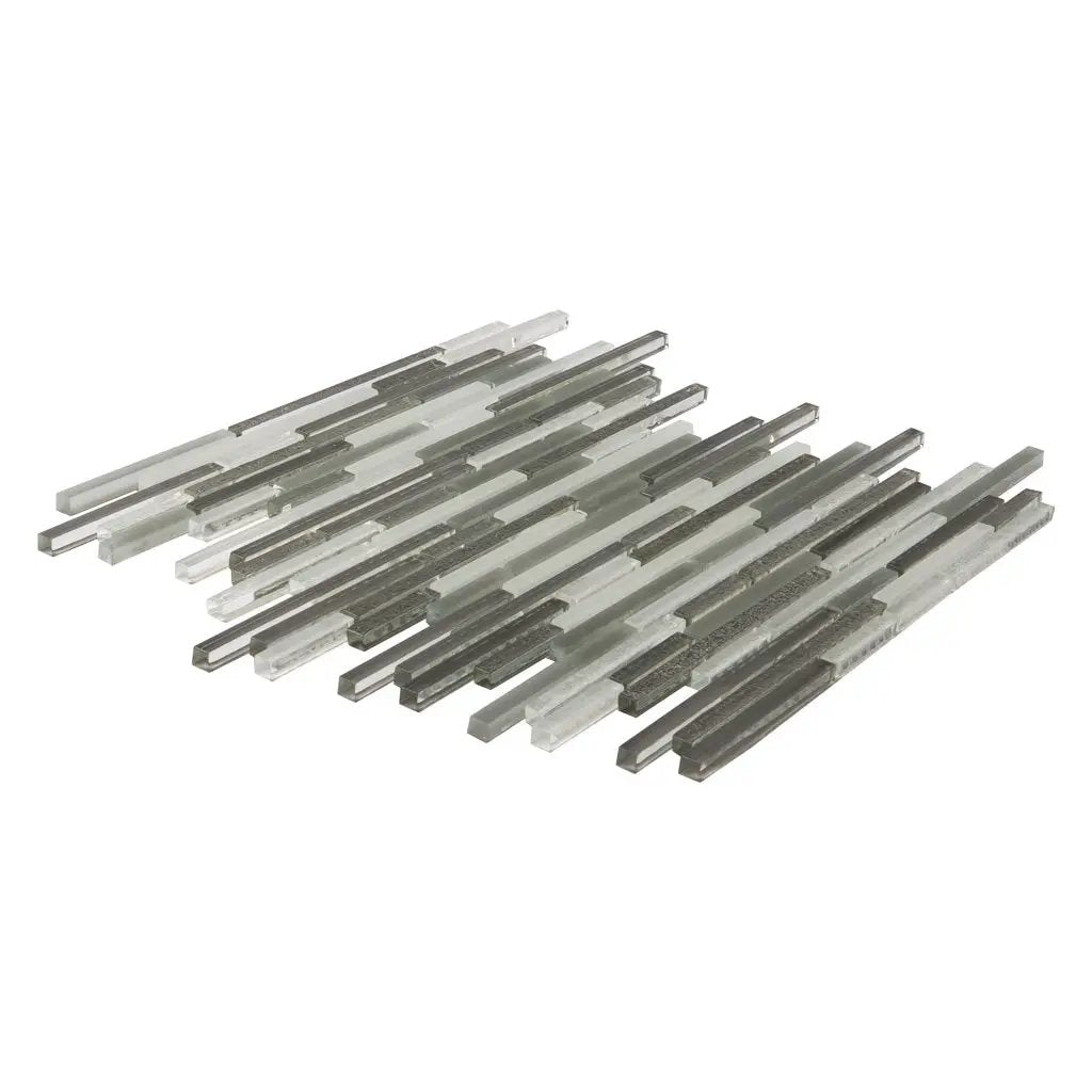 Gray 12x12 Glossy Matte Textured Brick Glass Mosaic Tile (5 pack, 4.83 sq ft/case) by Apollo Tile