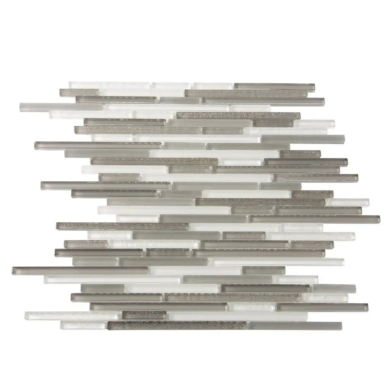 Gray 12x12 Glossy Matte Textured Brick Glass Mosaic Tile (5 pack, 4.83 sq ft/case) by Apollo Tile