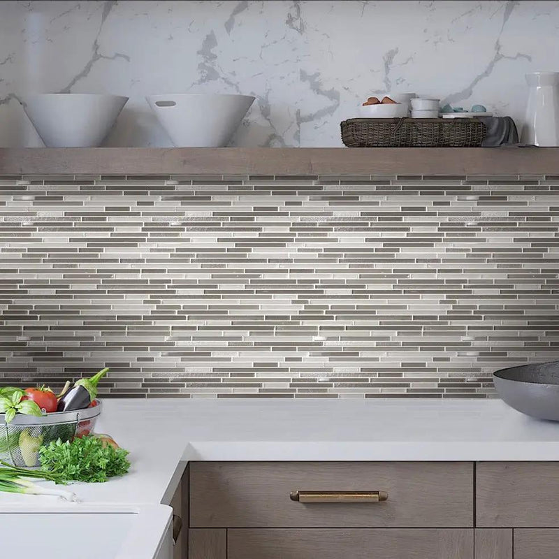 Gray 12x12 Glossy Matte Textured Brick Glass Mosaic Tile (5 pack, 4.83 sq ft/case) by Apollo Tile