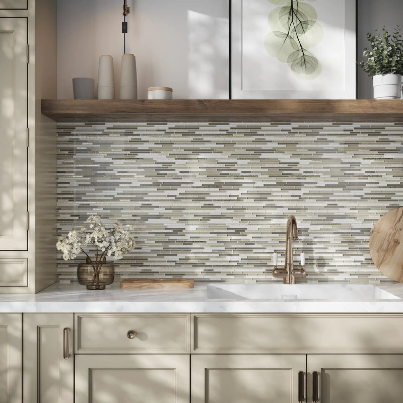 Beige 12x12 Glossy Matte Textured Brick Glass Mosaic Tile (5 pack, 4.83 sq ft/case) by Apollo Tile