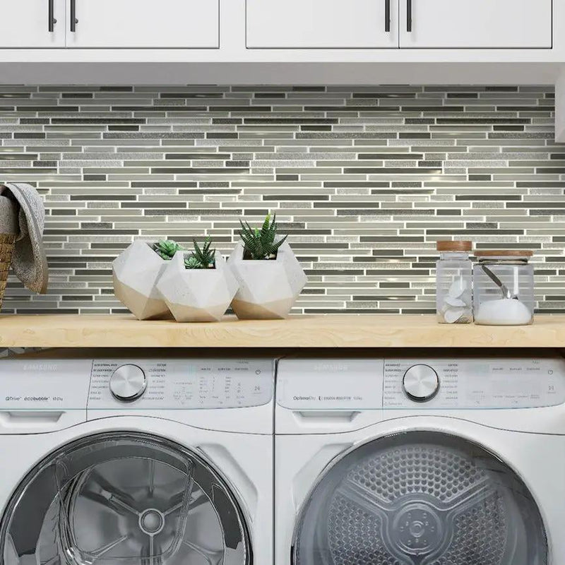 Beige 12x12 Glossy Matte Textured Brick Glass Mosaic Tile (5 pack, 4.83 sq ft/case) by Apollo Tile