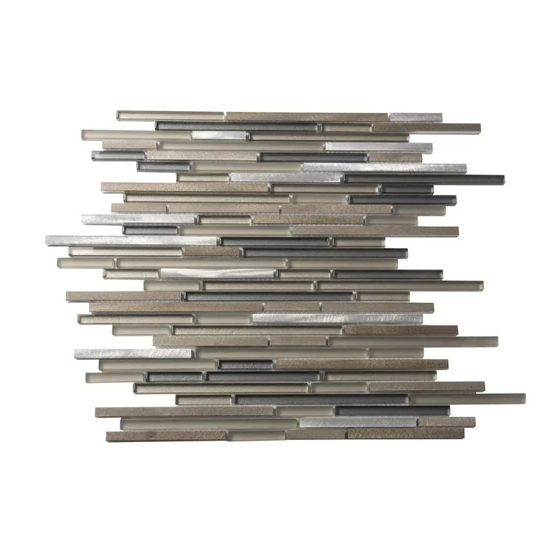 Gray 12x12 Glossy Matte Brick Glass Metal Mosaic Tile (5 pack, 4.83 sq ft/case) by Apollo Tile