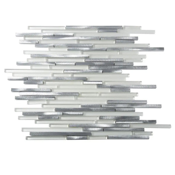 White 12x12 Glossy Matte Brick Glass Metal Mosaic Tile (5 pack, 4.83 sq ft/case), photo 2 of 7