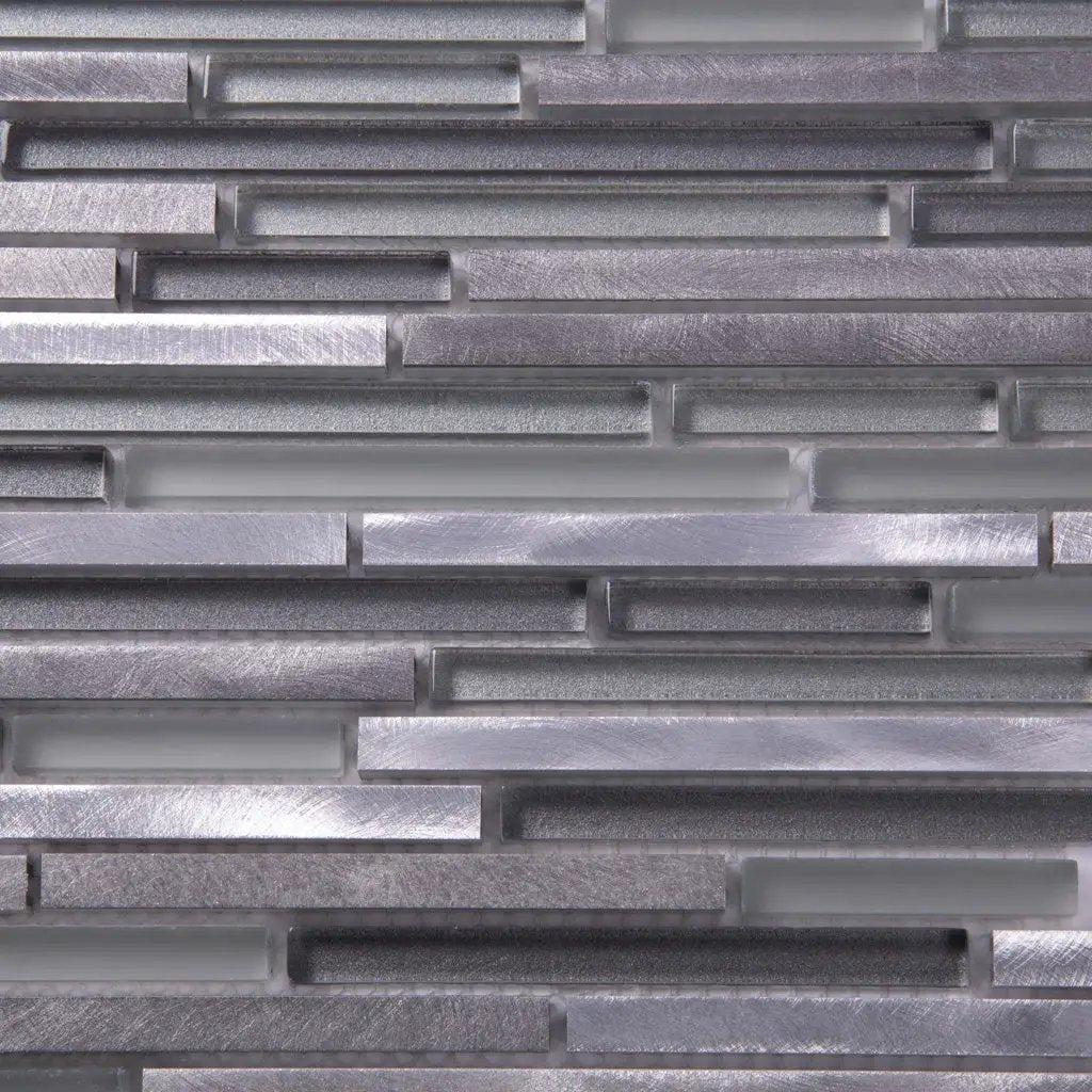 Gray 12x12 Glossy Matte Brick Glass Metal Mosaic Tile (5 pack, 4.83 sq ft/case) by Apollo Tile