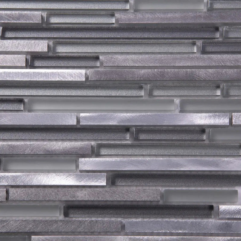 Gray 12x12 Glossy Matte Brick Glass Metal Mosaic Tile (5 pack, 4.83 sq ft/case) by Apollo Tile