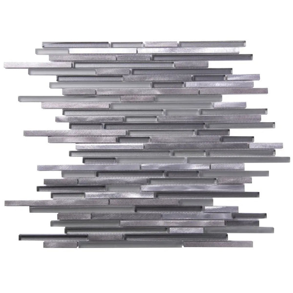 Gray 12x12 Glossy Matte Brick Glass Metal Mosaic Tile (5 pack, 4.83 sq ft/case), photo 2 of 7