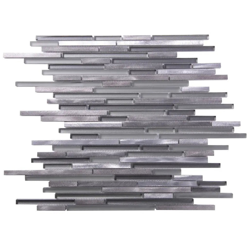 Gray 12x12 Glossy Matte Brick Glass Metal Mosaic Tile (5 pack, 4.83 sq ft/case) by Apollo Tile