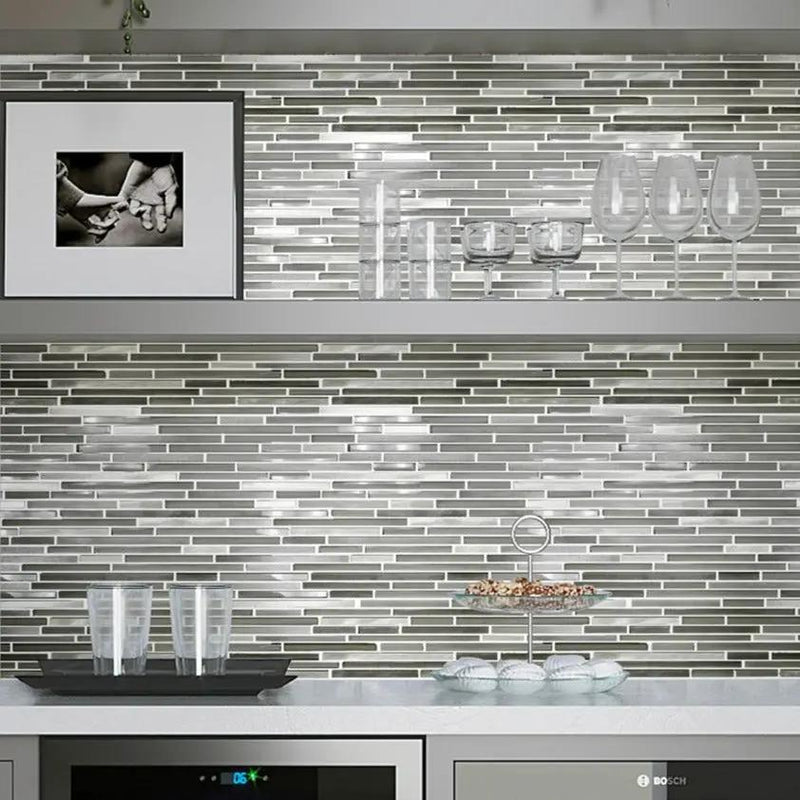 Gray 12x12 Glossy Matte Brick Glass Metal Mosaic Tile (5 pack, 4.83 sq ft/case) by Apollo Tile