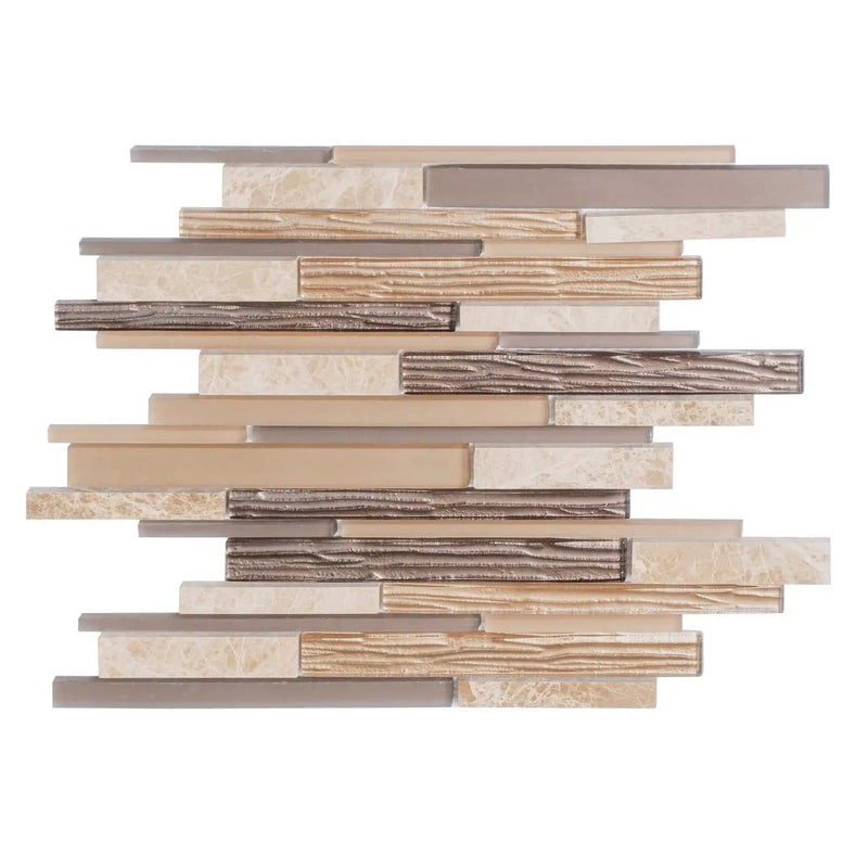 Gray Beige 12x12 Polished Matte Brick Glass Stone Mosaic Tile (5 pack, 4.83 sq ft/case) by Apollo Tile