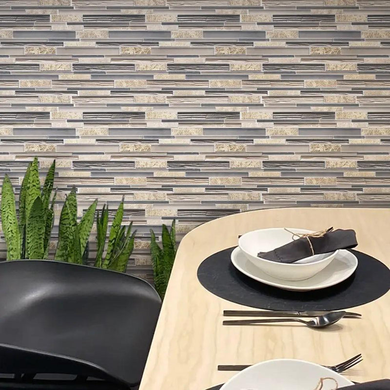 Gray Beige 12x12 Polished Matte Brick Glass Stone Mosaic Tile (5 pack, 4.83 sq ft/case) by Apollo Tile