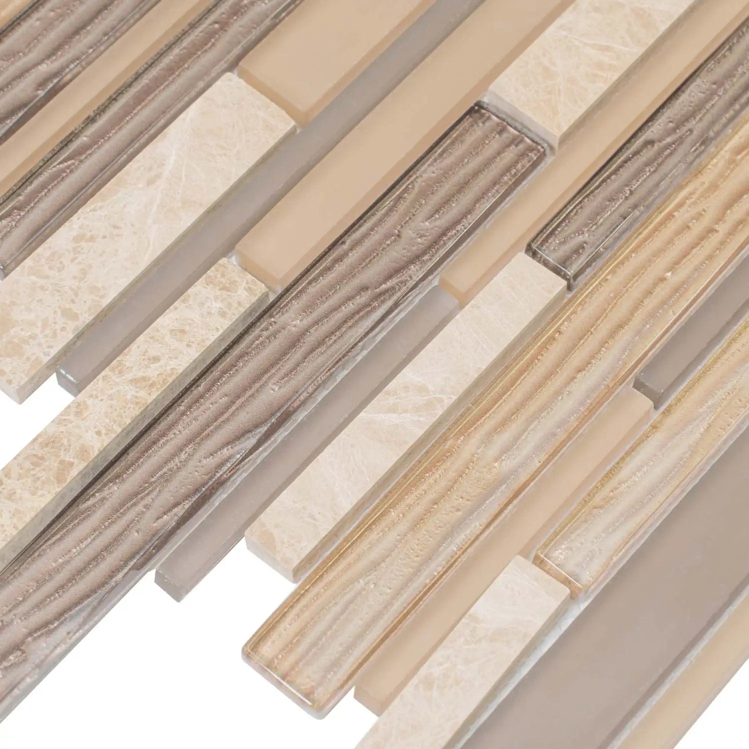 Gray Beige 12x12 Polished Matte Brick Glass Stone Mosaic Tile (5 pack, 4.83 sq ft/case) by Apollo Tile