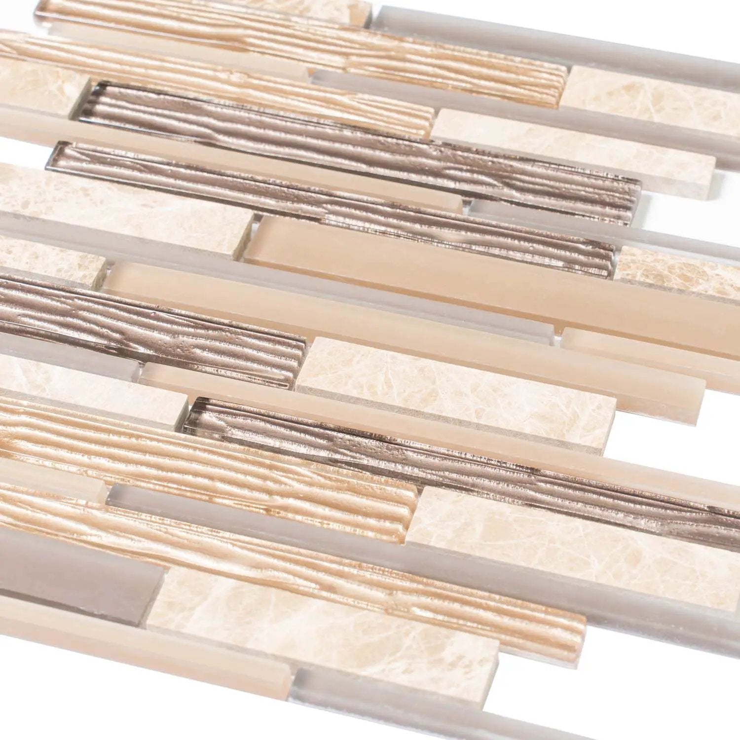 Gray Beige 12x12 Polished Matte Brick Glass Stone Mosaic Tile (5 pack, 4.83 sq ft/case) by Apollo Tile