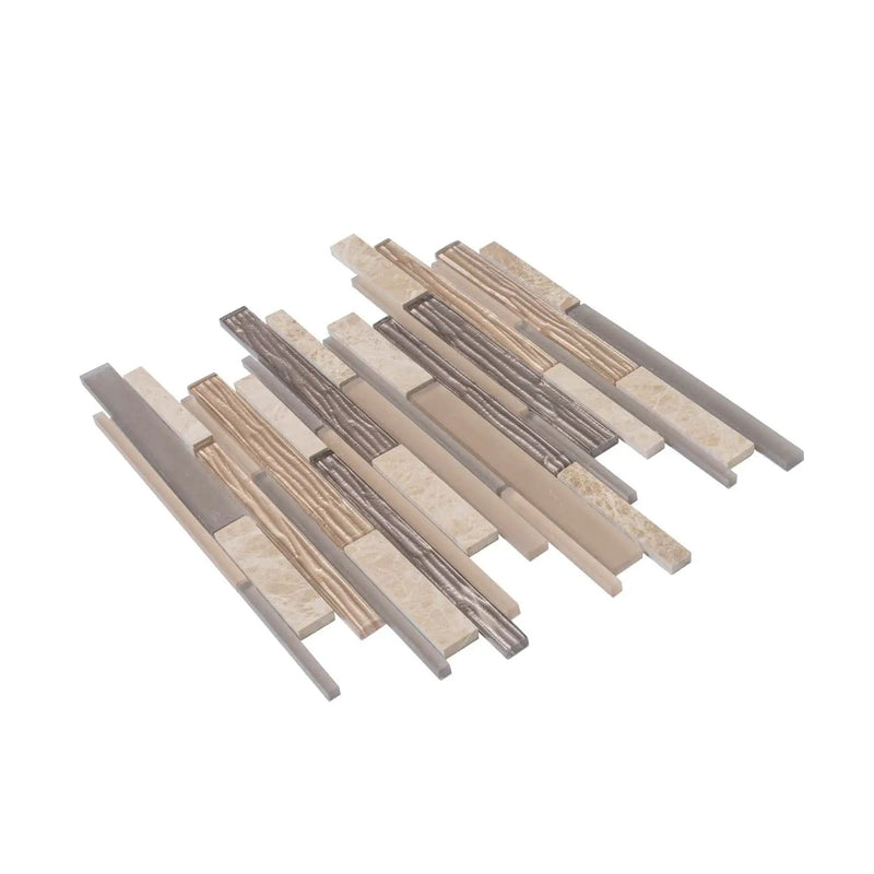 Gray Beige 12x12 Polished Matte Brick Glass Stone Mosaic Tile (5 pack, 4.83 sq ft/case) by Apollo Tile