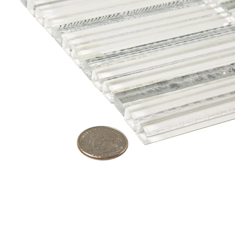 White 12x12 Glossy Brick Glass Mosaic Tile (5 pack, 4.83 sq ft/case) by Apollo Tile