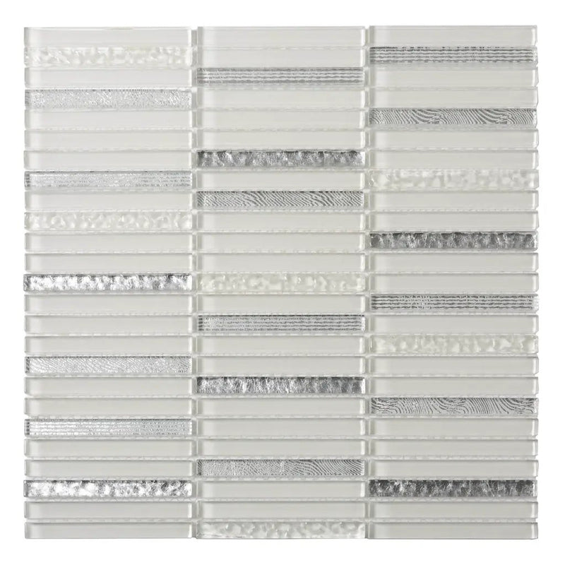 White 12x12 Glossy Brick Glass Mosaic Tile (5 pack, 4.83 sq ft/case) by Apollo Tile