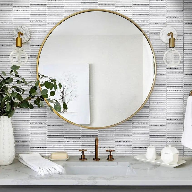 White 12x12 Glossy Brick Glass Mosaic Tile (5 pack, 4.83 sq ft/case) by Apollo Tile