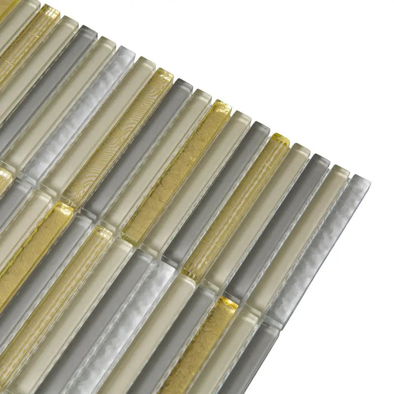 Gold 12x12 Glossy Brick Glass Mosaic Tile (5 pack, 4.83 sq ft/case) by Apollo Tile