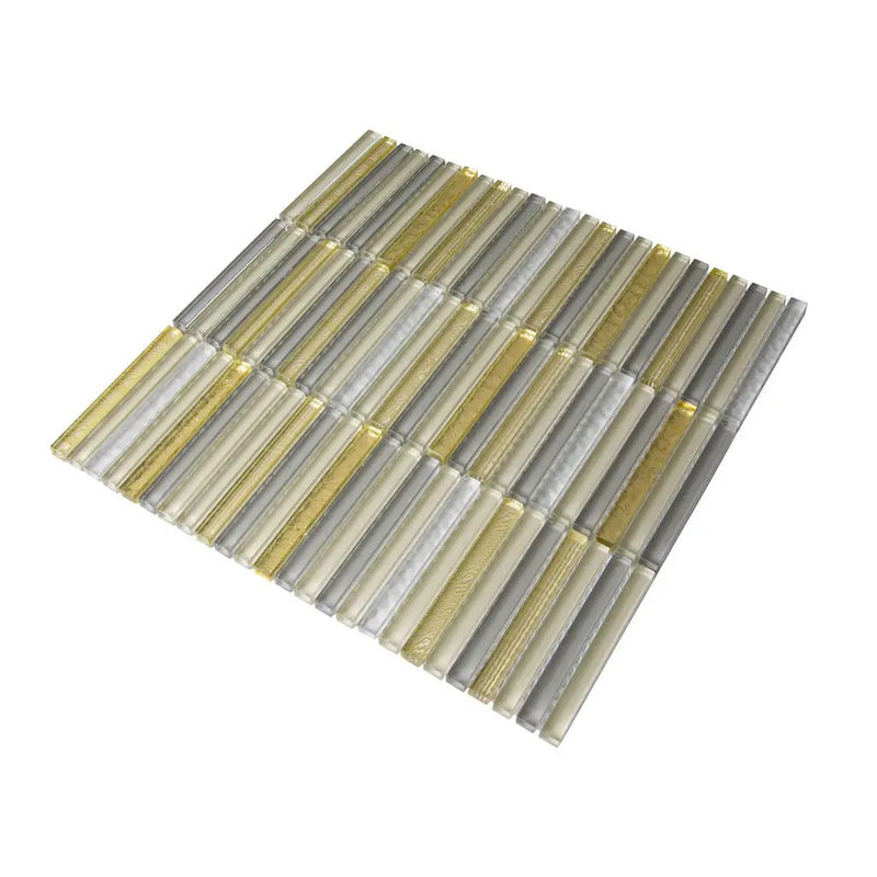 Gold 12x12 Glossy Brick Glass Mosaic Tile (5 pack, 4.83 sq ft/case) by Apollo Tile