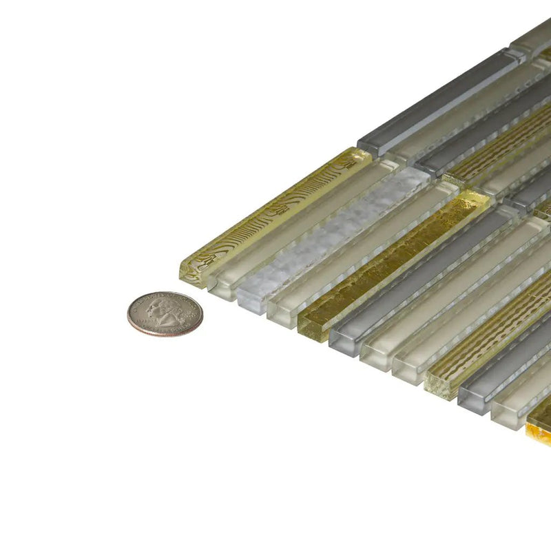Gold 12x12 Glossy Brick Glass Mosaic Tile (5 pack, 4.83 sq ft/case) by Apollo Tile