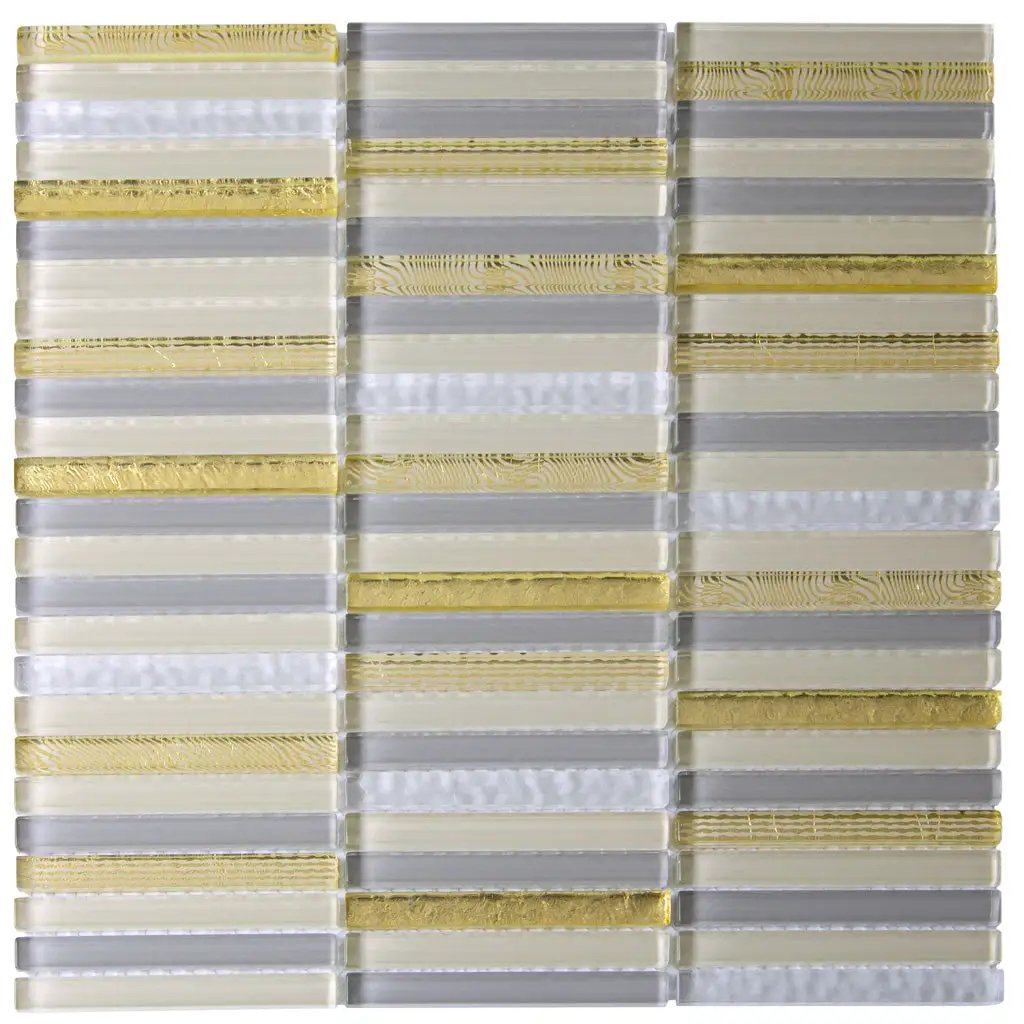 Gold 12x12 Glossy Brick Glass Mosaic Tile (5 pack, 4.83 sq ft/case) by Apollo Tile