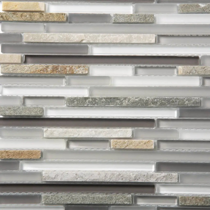 Gray 12x12 Glossy Matte Textured Brick Glass Stone Mosaic Tile (5 pack, 4.83 sq ft/case) by Apollo Tile