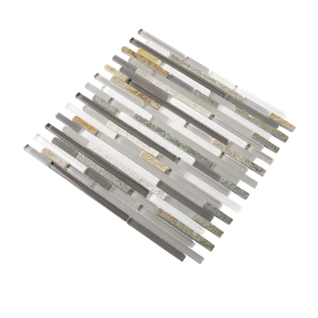 Gray 12x12 Glossy Matte Textured Brick Glass Stone Mosaic Tile (5 pack, 4.83 sq ft/case) by Apollo Tile