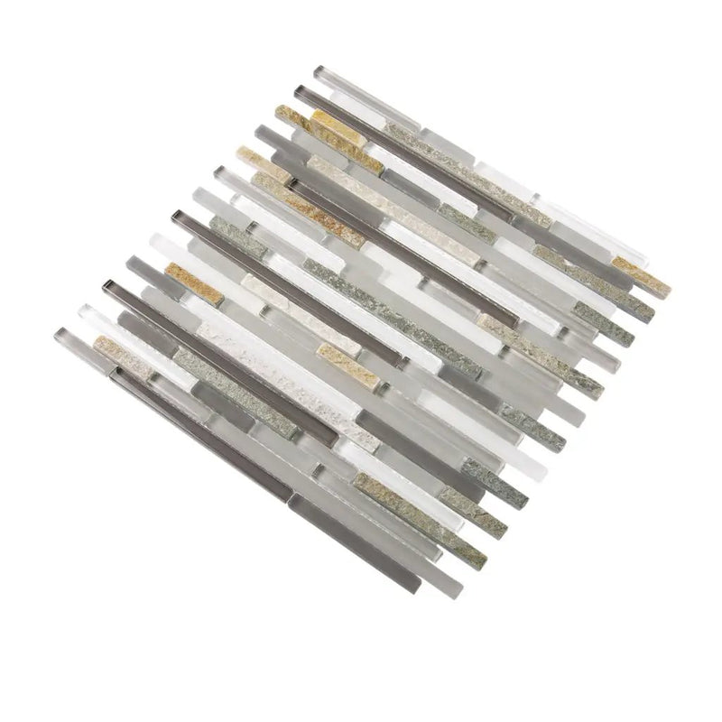 Gray 12x12 Glossy Matte Textured Brick Glass Stone Mosaic Tile (5 pack, 4.83 sq ft/case) by Apollo Tile