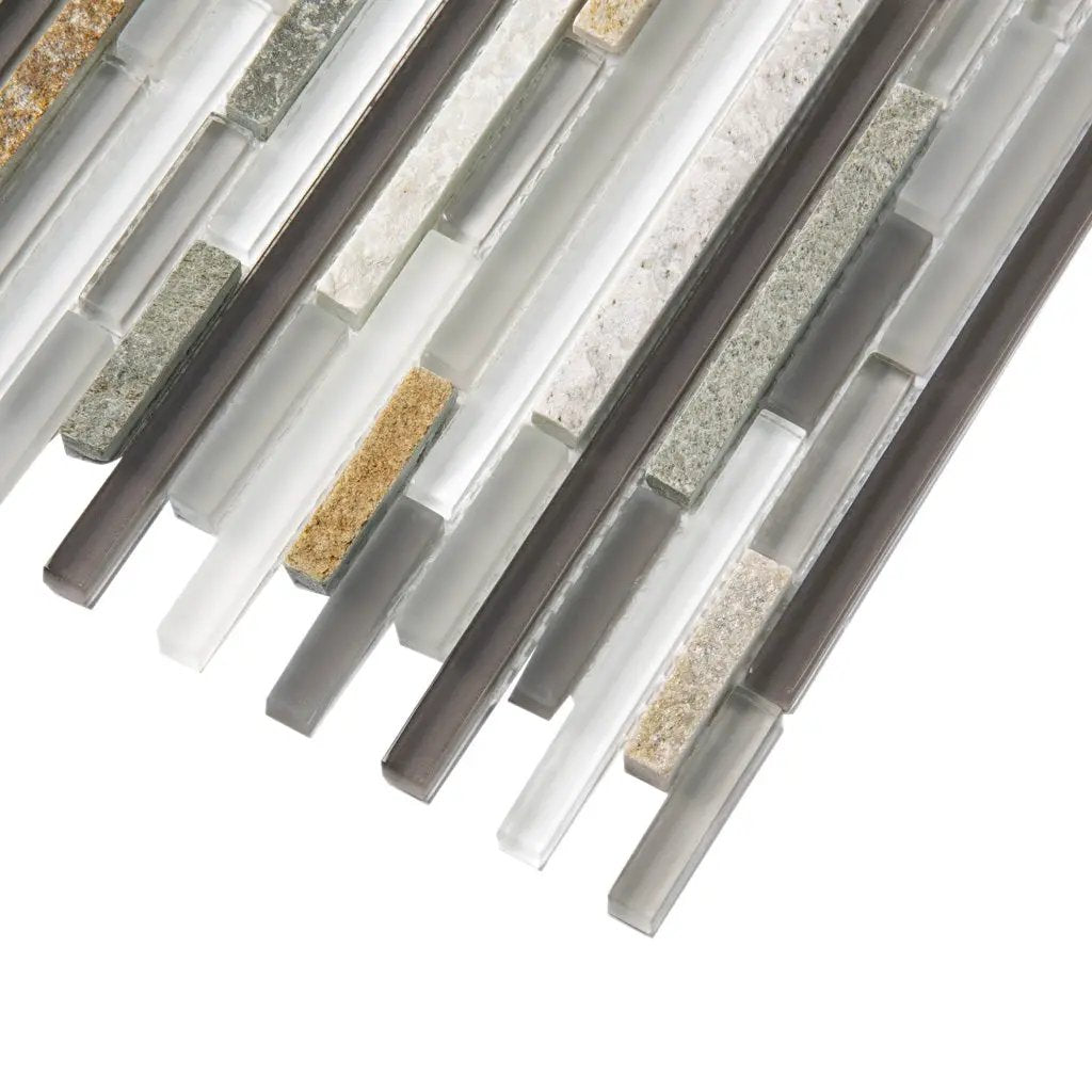 Gray 12x12 Glossy Matte Textured Brick Glass Stone Mosaic Tile (5 pack, 4.83 sq ft/case) by Apollo Tile