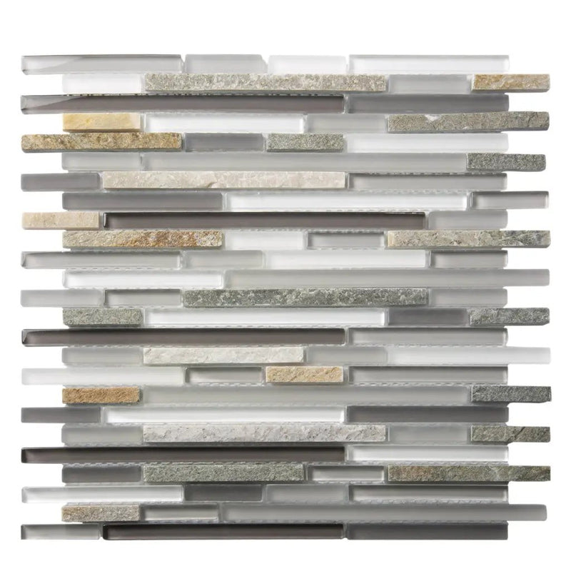 Gray 12x12 Glossy Matte Textured Brick Glass Stone Mosaic Tile (5 pack, 4.83 sq ft/case) by Apollo Tile