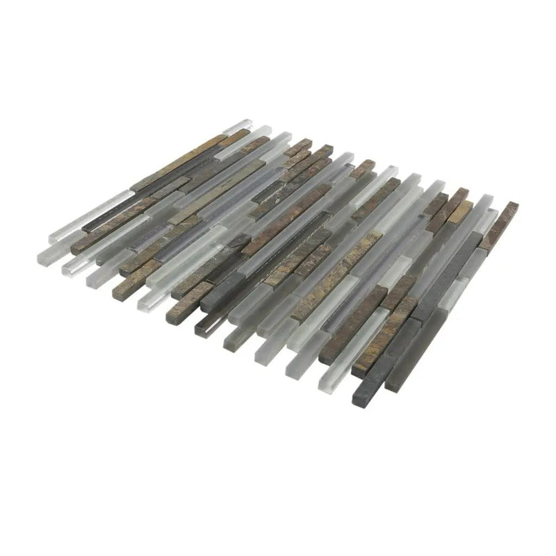 Gray Brown 12x12 Glossy Matte Textured Brick Glass Stone Mosaic Tile (5 pack, 4.83 sq ft/case) by Apollo Tile
