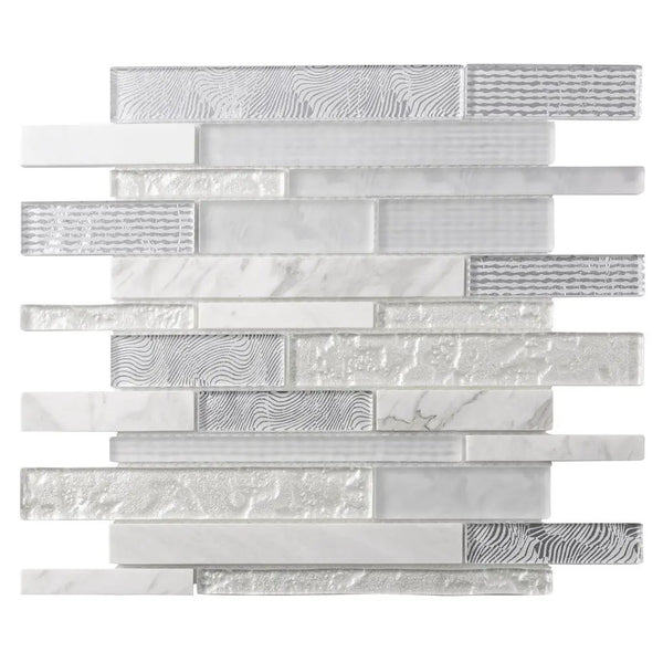 White 12x12 Brick Polished Matte Glass Stone Mosaic Tile (5 pack, 4.83 sq ft/case), photo 2 of 6