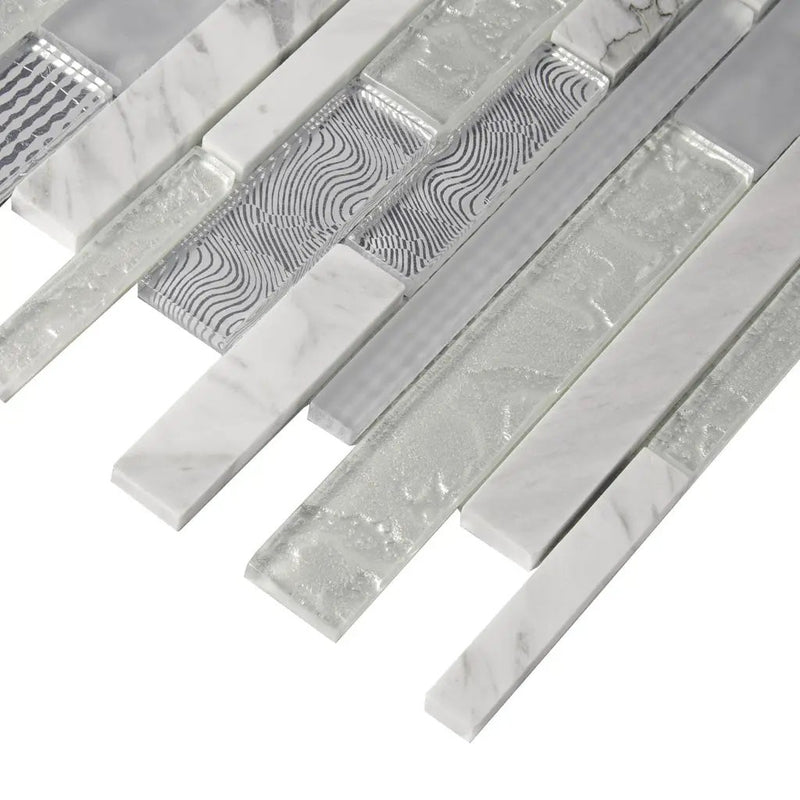 White 12x12 Brick Polished Matte Glass Stone Mosaic Tile (5 pack, 4.83 sq ft/case) by Apollo Tile