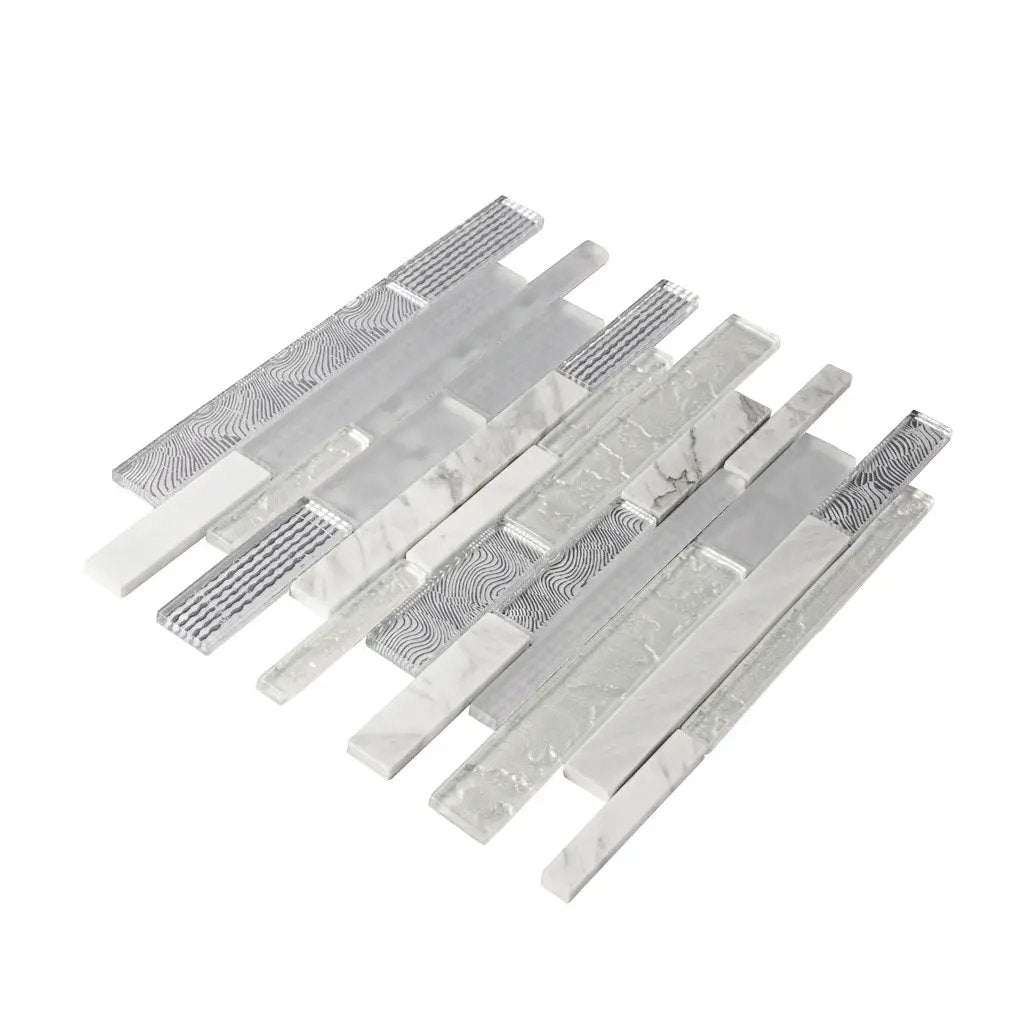 White 12x12 Brick Polished Matte Glass Stone Mosaic Tile (5 pack, 4.83 sq ft/case) by Apollo Tile